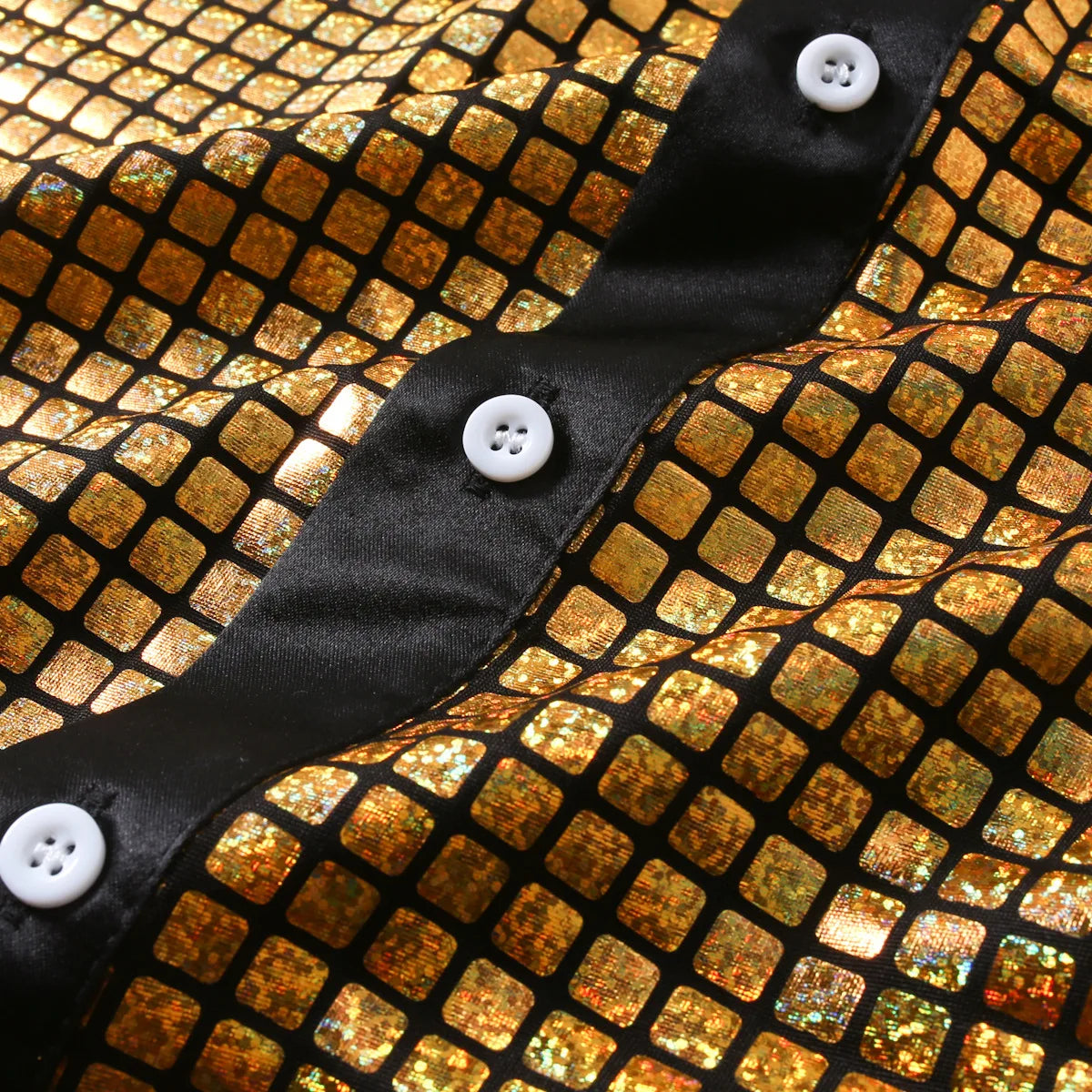 Summer Men's Disco Party Short Sleeve Shirt, Red Gold Blue Black Available, Fashion Casual Shirts