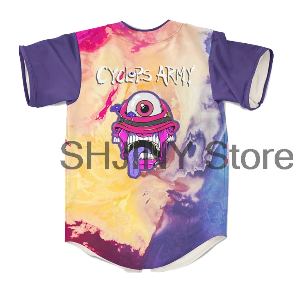 Subtronics Liquid Pink Acid Trippy Rave Baseball Jersey EDM Festivals Short Sleeve Shirts Women Men Streetwear Tops