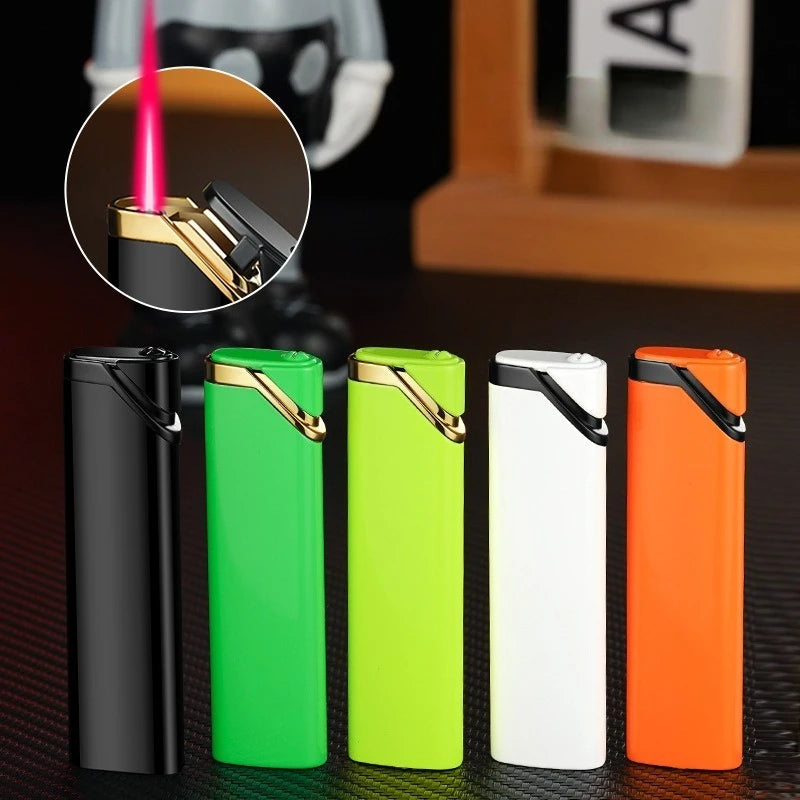 Mini Ultra-thin Inflatable Lighter Metal Cute Windproof Jet Green Flame Portable Lighter ,Survival Lighter,lighters for Smokers