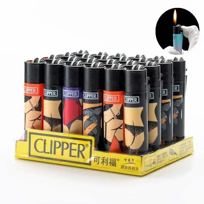 Spanish Original Clipper Gas Lighter with Personality Pattern Refillable Gas Lighter 8 Pieces Boxed Smoking Set Collection Gift