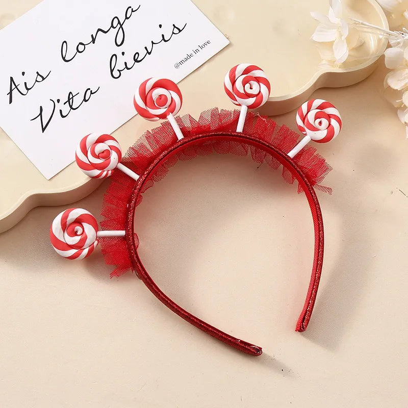 Pink Lollipop Headwear Girl Candy Party DIY Dress Up Sweet Little Princess Happy 1st 2nd 3rd Birthday Party Hair Band Photo Prop