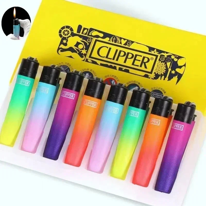 Spanish Original Clipper Gas Lighter with Personality Pattern Refillable Gas Lighter 8 Pieces Boxed Smoking Set Collection Gift