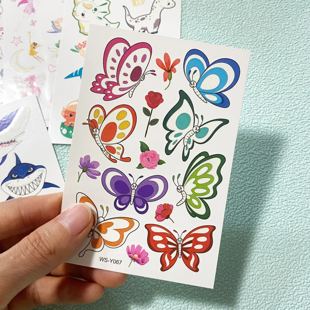 5 Sheets Luminous Tattoo Stickers Temporary Colorful Animal Dinosaur Tattoo Fake Tattoo for Body Hand Face