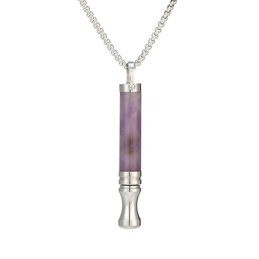 Stainless Steel Breathlace Necklace Quit Smoking Anxiety Relief Anti Vaping Necklace Breathing Necklace For Anxiety Meditation