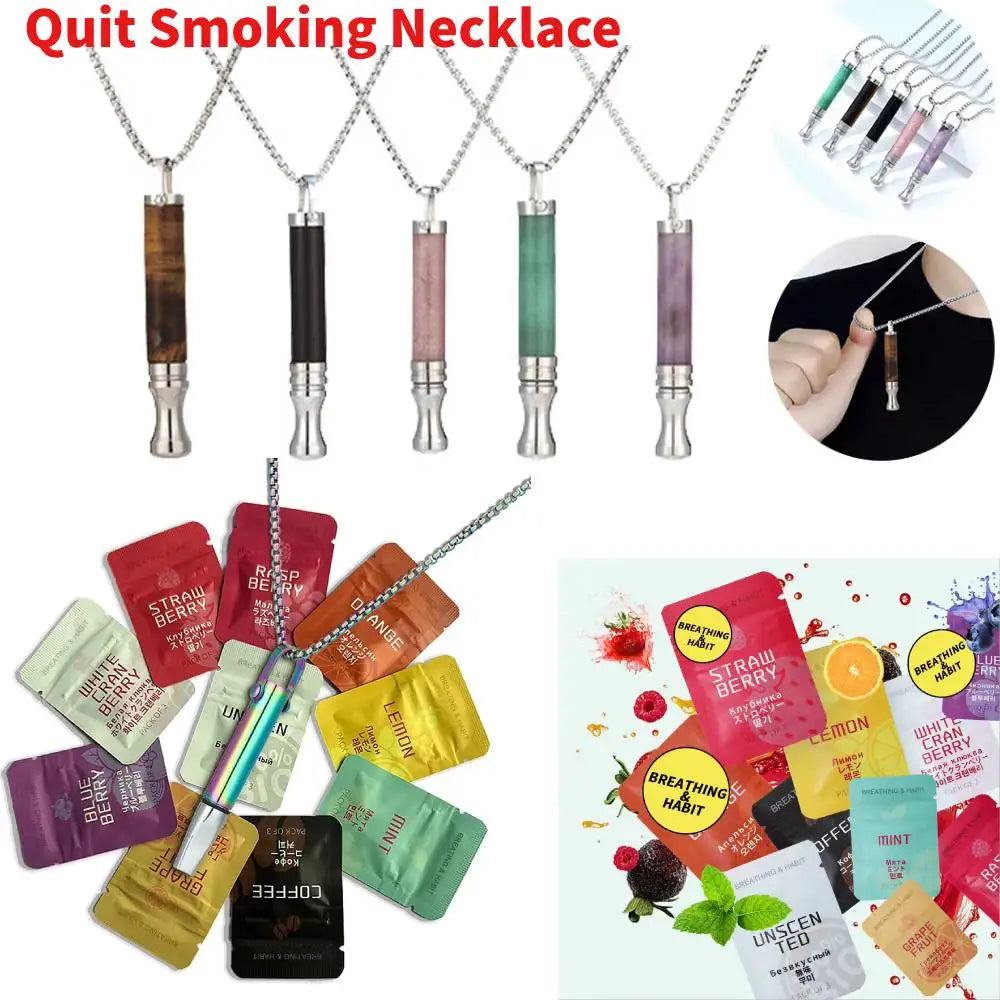 Stainless Steel Breathlace Necklace Quit Smoking Anxiety Relief Anti Vaping Necklace Breathing Necklace For Anxiety Meditation