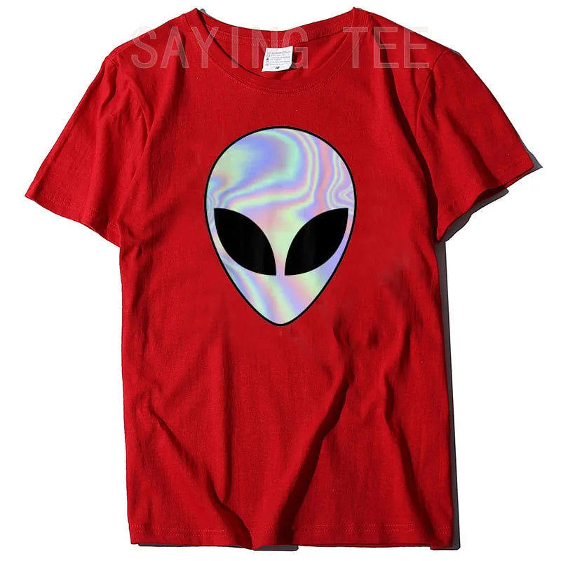 Alien Head T-Shirt Colorful Alien-Ufo Rave Tee Y2k Top I Want To Believe Graphic Outfits Funny Believers In Life on Mars Clothes