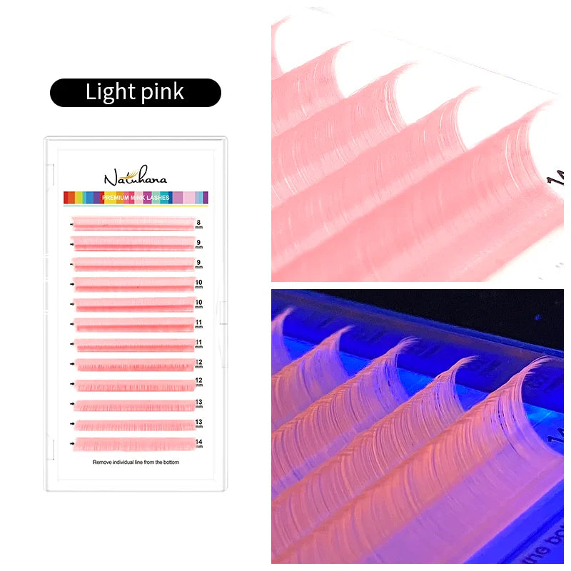 NATUHANA Color Individual Eyelashes Green Red Yellow Blue False Colored Faux Mink Lashes Soft Natural UV Neon Lash Extension