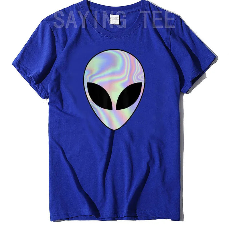 Alien Head T-Shirt Colorful Alien-Ufo Rave Tee Y2k Top I Want To Believe Graphic Outfits Funny Believers In Life on Mars Clothes