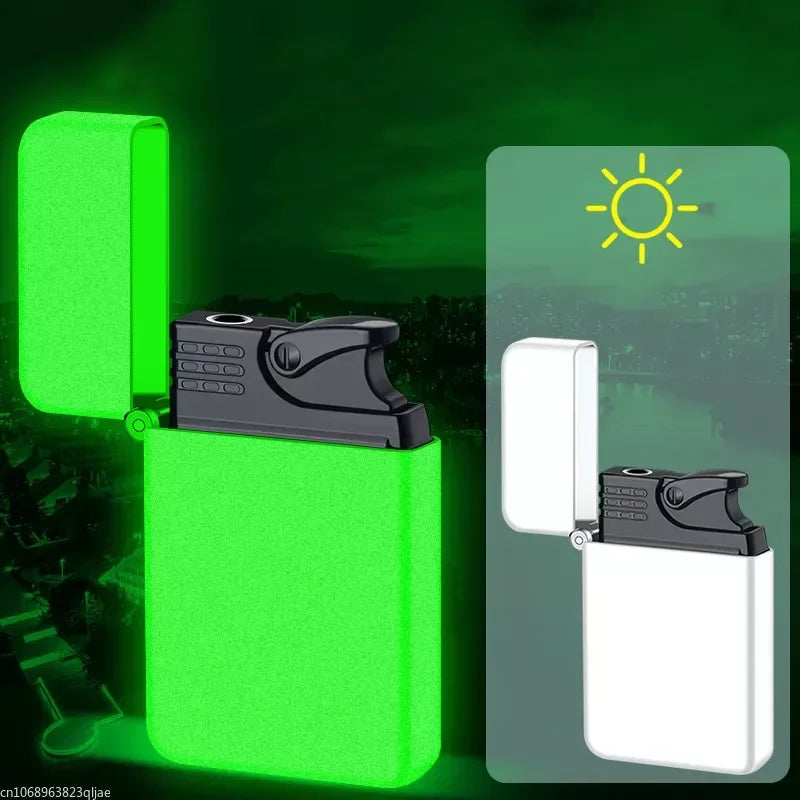 Metal Jet Red Flame Lighter Luminous Cigar Lighter Refillable Butane Adjustable Flame Portable Windproof Gas Lighter Men's Gifts