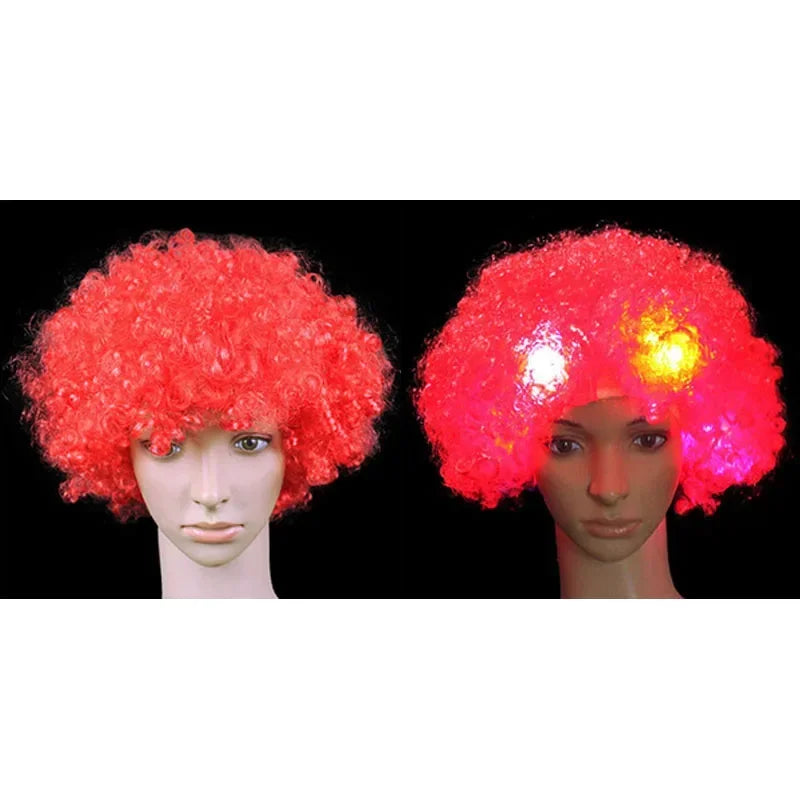 Glow Hair Braid Glasses Blink Bow Light Curly Party Clown Explosion Wig Cosplay Birthday Costume Christmas Halloween Festival