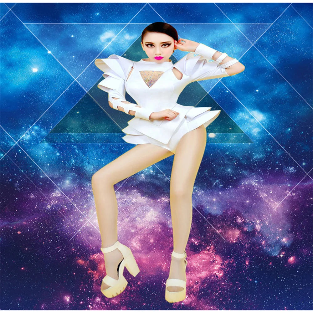 New Dance Bodysuit DJ Leading Dance Rave Clothes Singer Stage Wear New Stage Costumes Women Nightclub Rhinestone Jumpsuit