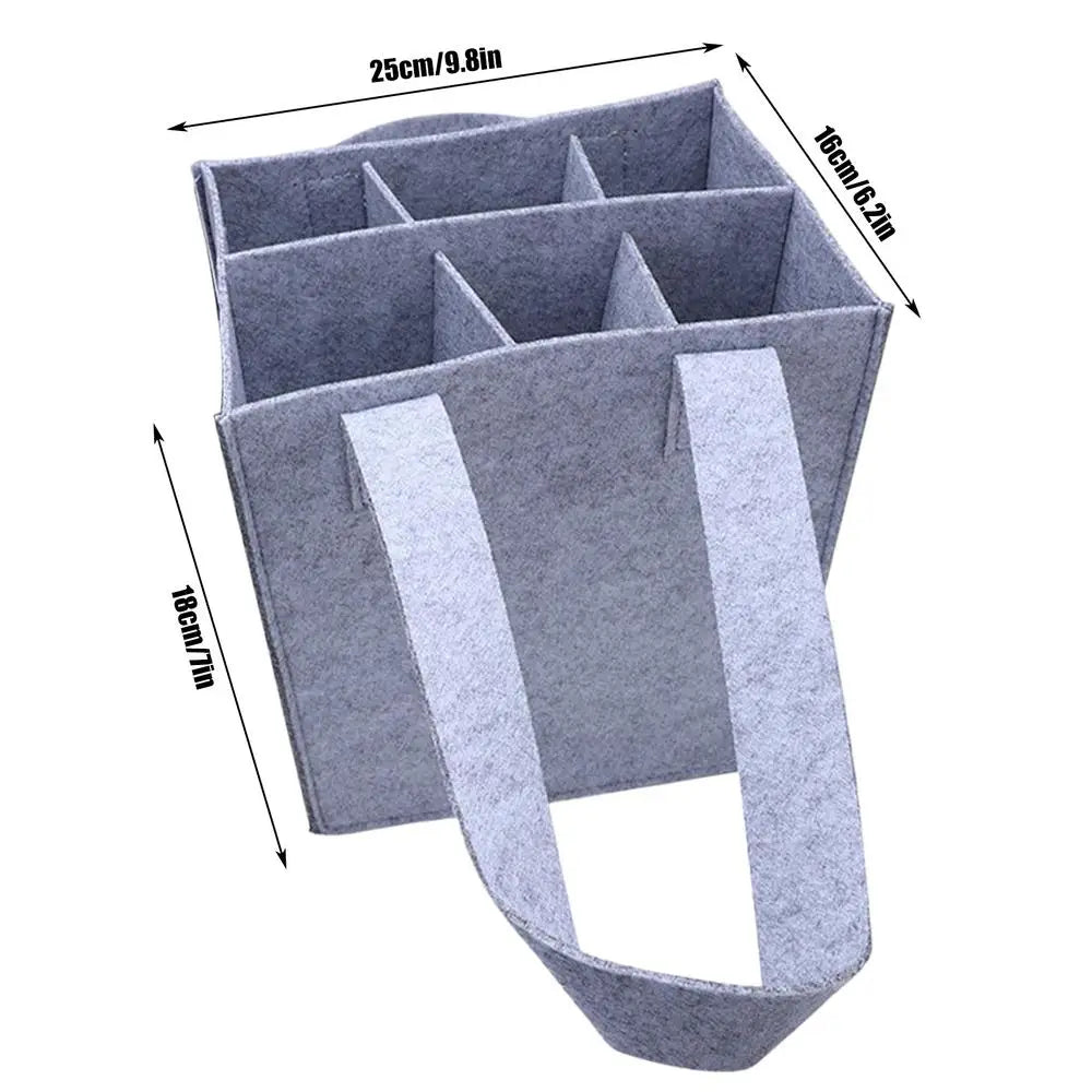 6 Compartment Bottle Holder Felt Wine Bottle Tote Bag Portable Felt Liquor Bottle Tote With Handles Bottle Wine Carrier