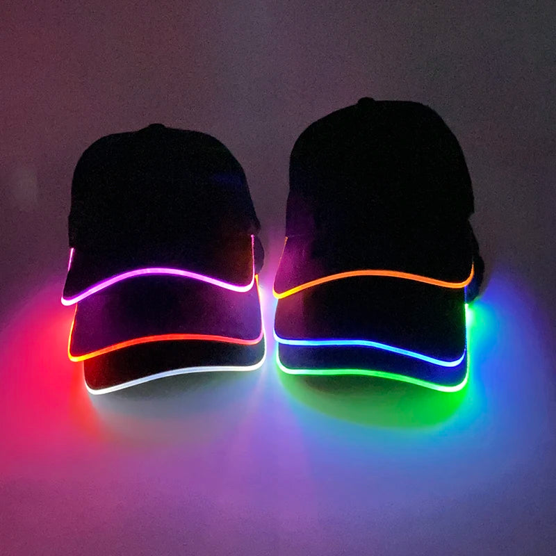 Christmas Popular Glowing Baseball Cap Dance Party Decorate LED Optical Fiber Baseball Cap Flashing On Rave Party
