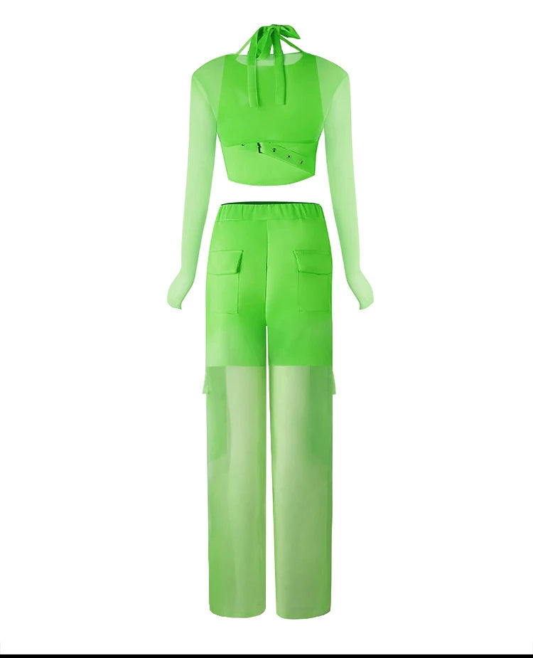 Street Hip Hop Dance Clothes for Women Rave Wear Jazz Performance Bar DJ Group Girl Suits Top Pants Green Clothes Stage Costumes