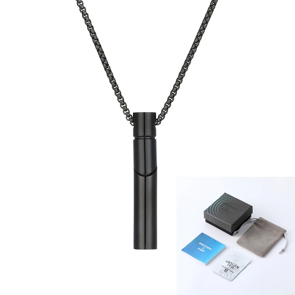 Quit Smoking Breathing Inhaler Anxiety Relief Stainless Steel Calming Breathe Necklace Mindfulness Flavore Smokeless Inhaler