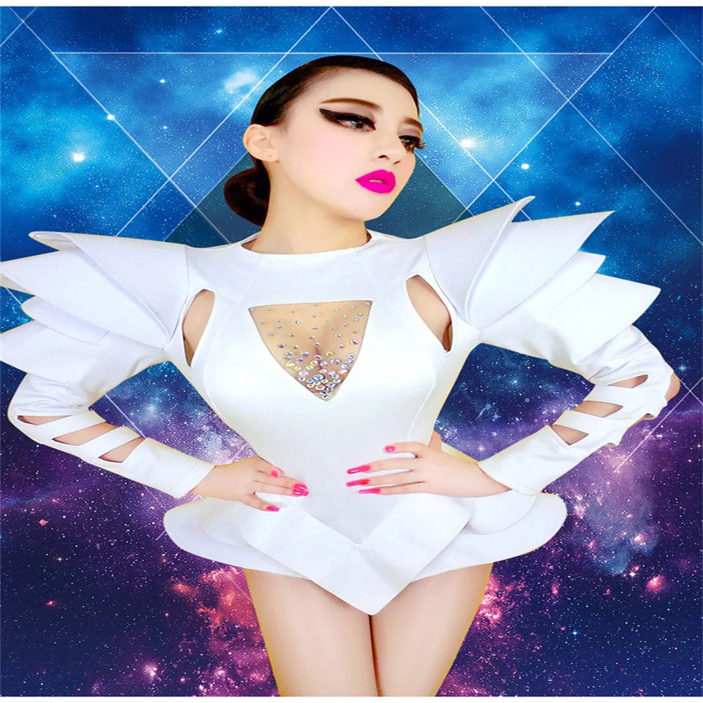 New Dance Bodysuit DJ Leading Dance Rave Clothes Singer Stage Wear New Stage Costumes Women Nightclub Rhinestone Jumpsuit
