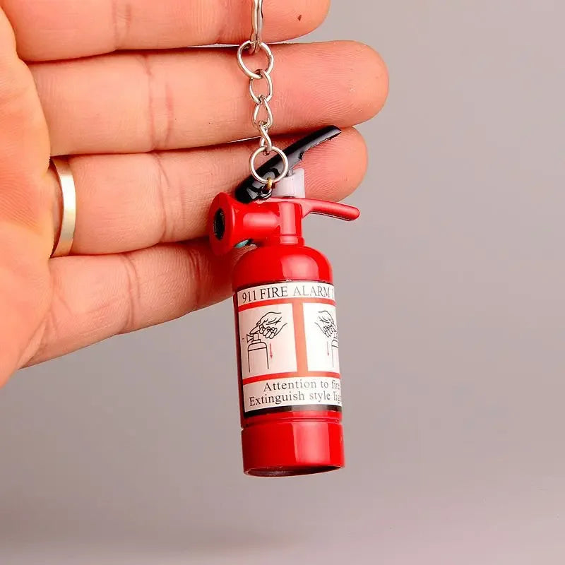 Mini Extinguisher Shaped Open Flame Butane Lighter for Cigarette Unique Refillable Keychain Lighter Smoking Accesoires Men Gifts