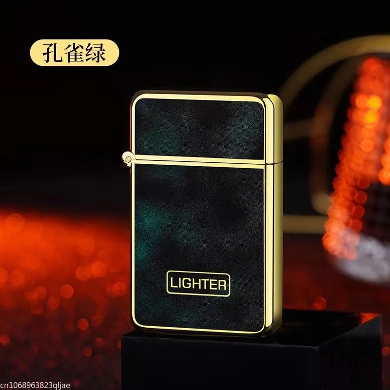 Metal Jet Red Flame Lighter Luminous Cigar Lighter Refillable Butane Adjustable Flame Portable Windproof Gas Lighter Men's Gifts