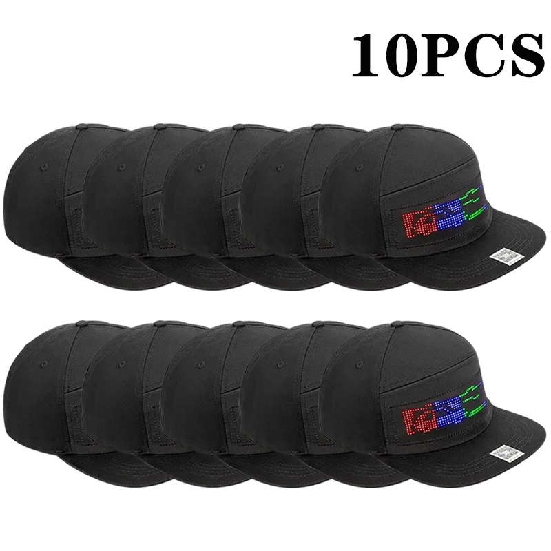 1-10PCS Programmable DIY Bluetooth Hat LED Display Curve Decorative Fabric Hat Party Evening Glowing Hat Atmosphere Hat