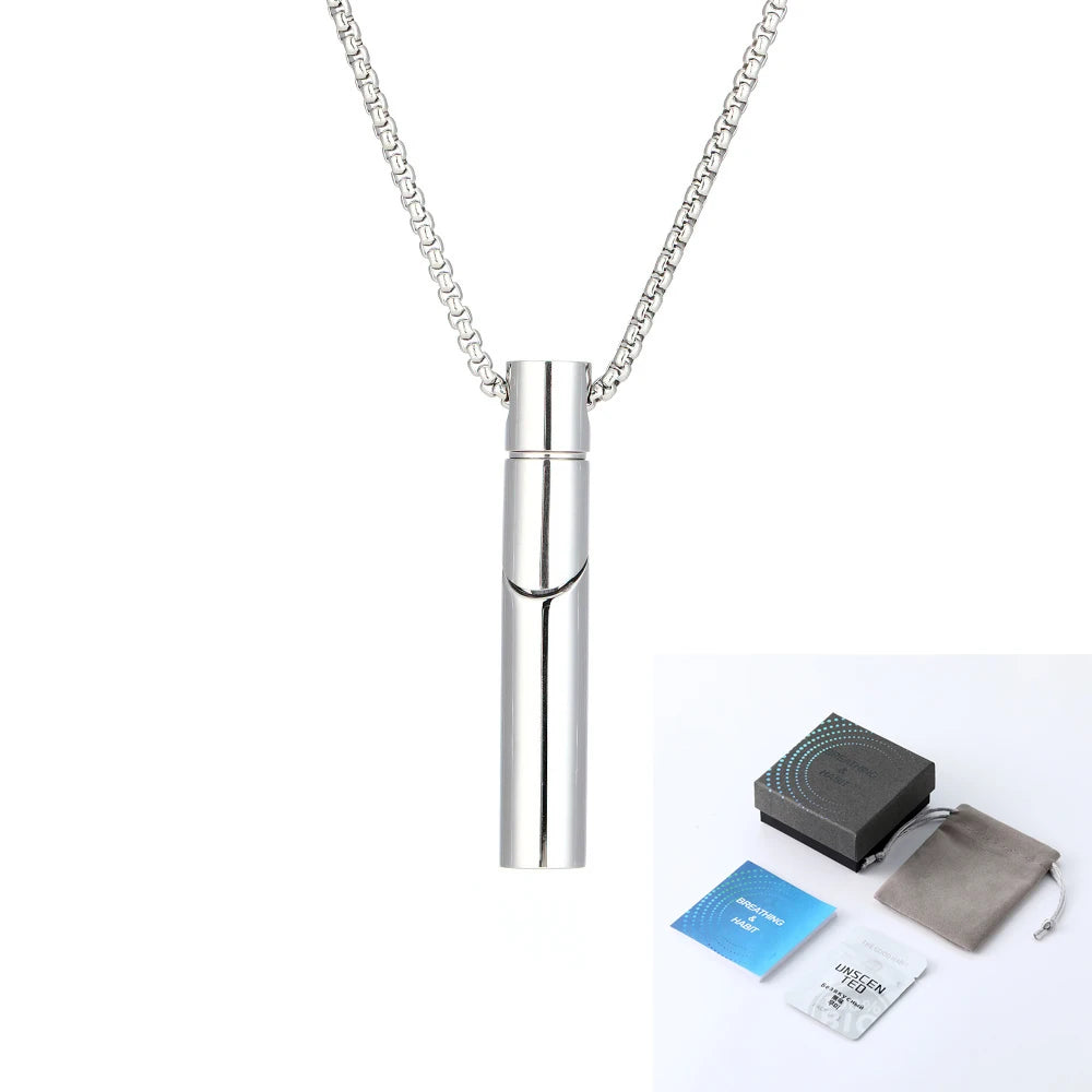 Quit Smoking Breathing Inhaler Anxiety Relief Stainless Steel Calming Breathe Necklace Mindfulness Flavore Smokeless Inhaler