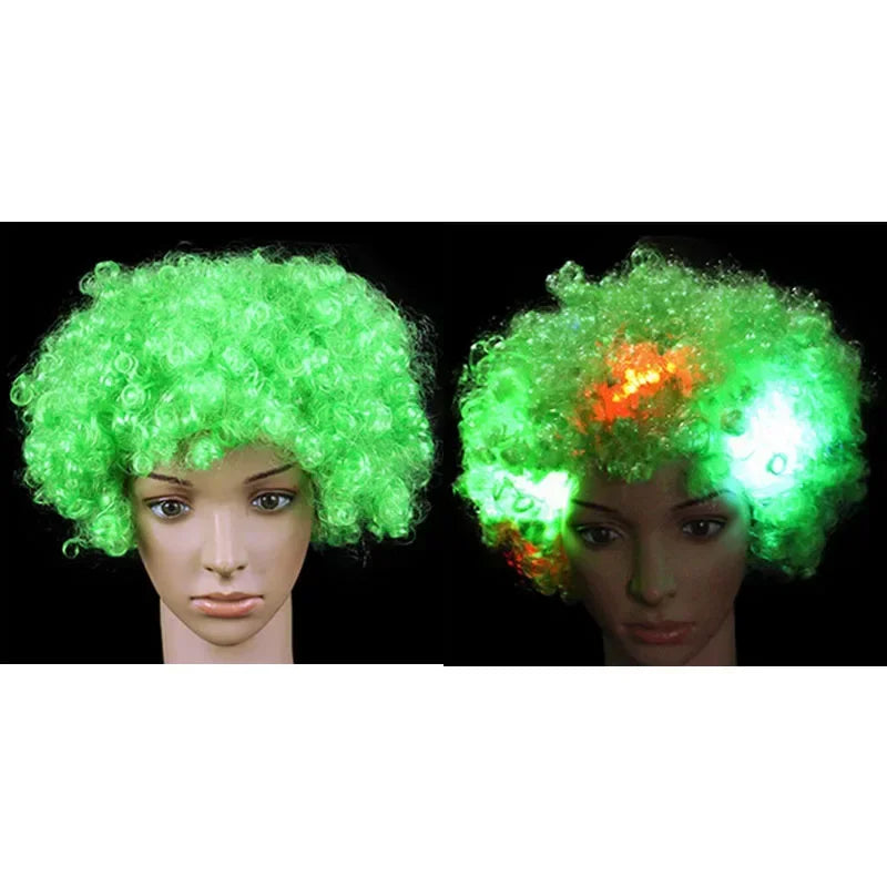 Glow Hair Braid Glasses Blink Bow Light Curly Party Clown Explosion Wig Cosplay Birthday Costume Christmas Halloween Festival