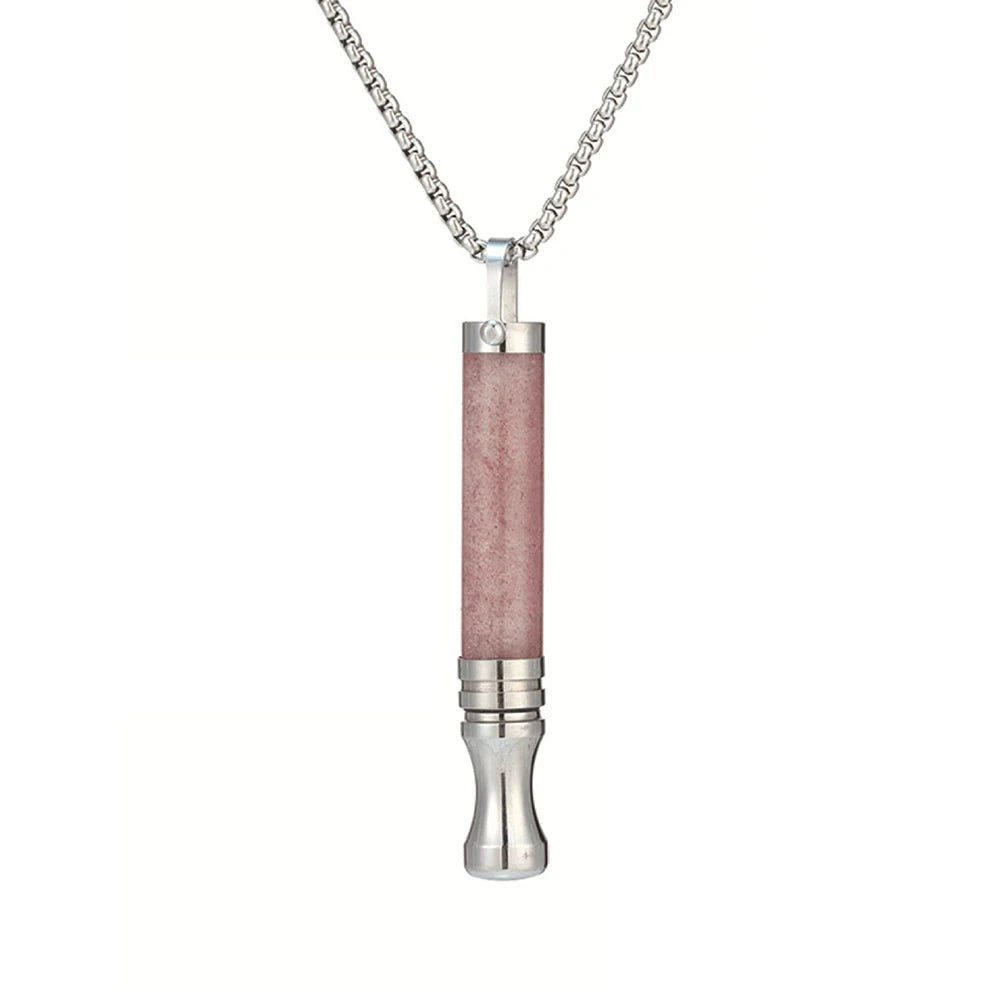 Stainless Steel Breathlace Necklace Quit Smoking Anxiety Relief Anti Vaping Necklace Breathing Necklace For Anxiety Meditation