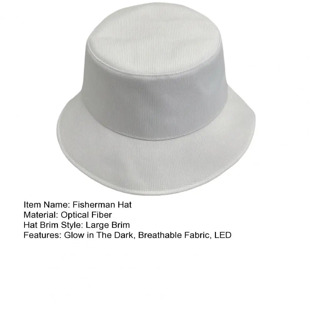 Neon LED Fisherman Hat Glowing Bucket Cap with 7 Color USB Rechargeable for Raves Festivals EDM Party Accessory