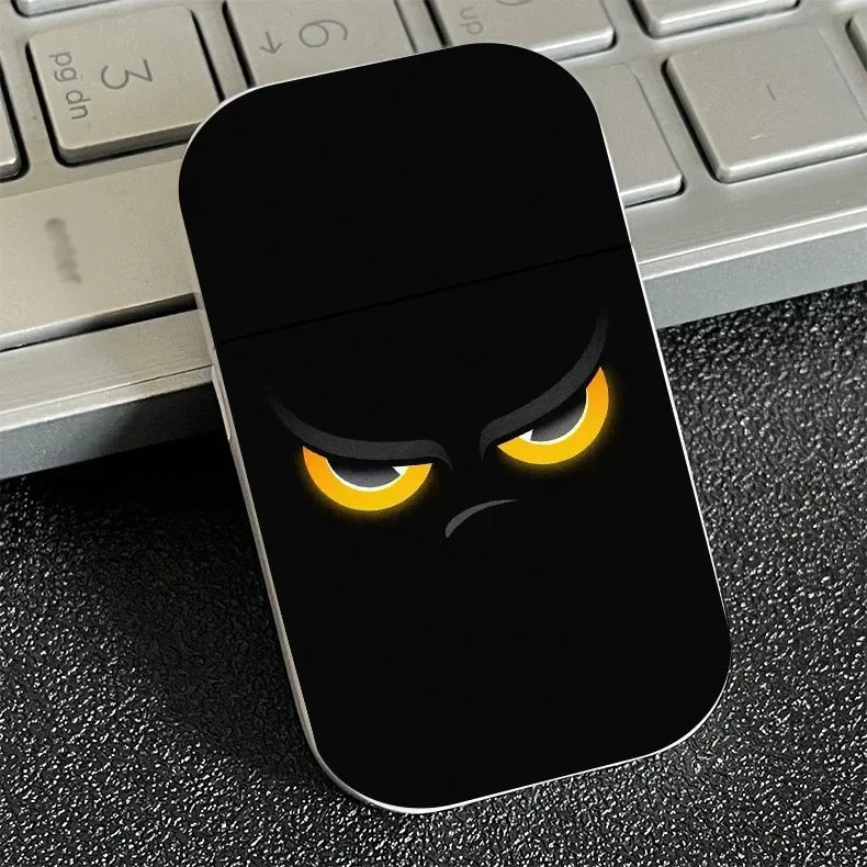 Black Devil Eyes Pink Flame Cigarette Lighter Refillable Butane Lighter Special for Ladies Smoking Accessories Men Gifts