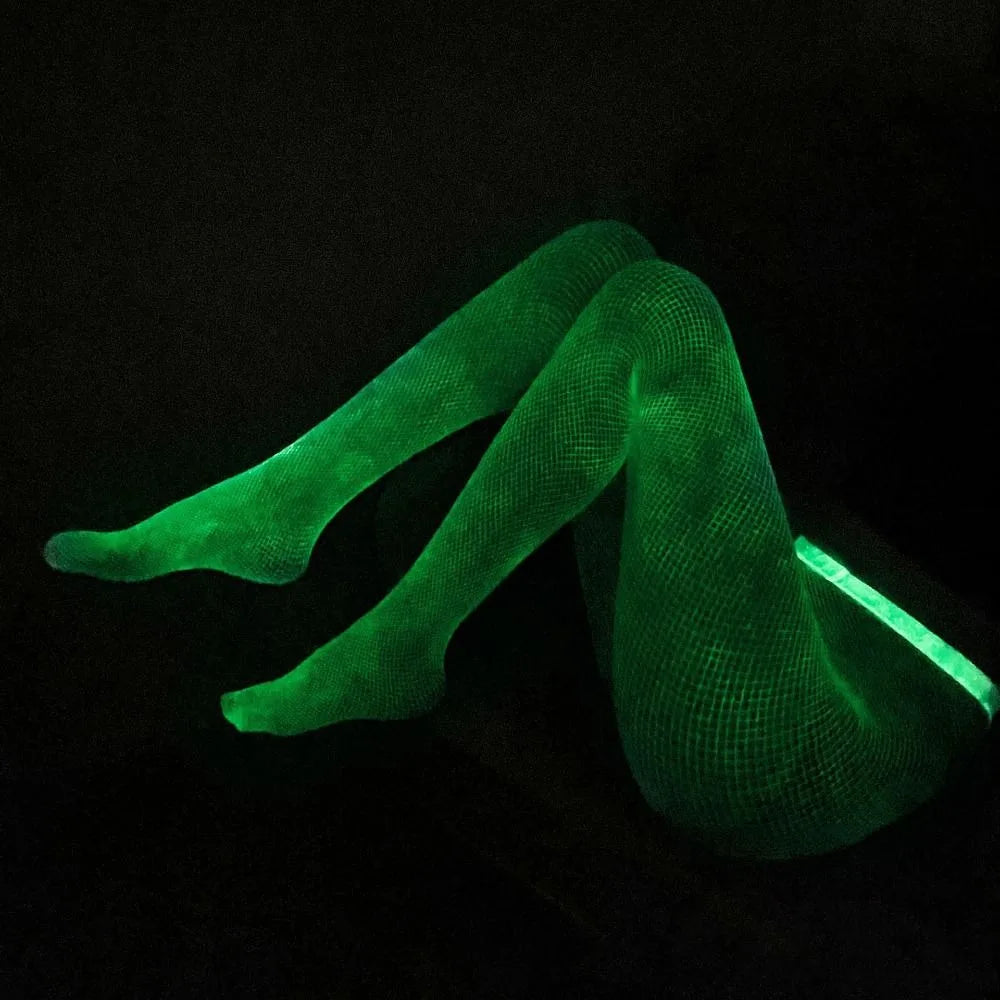 Japanese Nylon Hollow Out Breathable Comfortable Women Tights Female Fishnet Stockings Luminous Tights Noctilucence Pantyhose