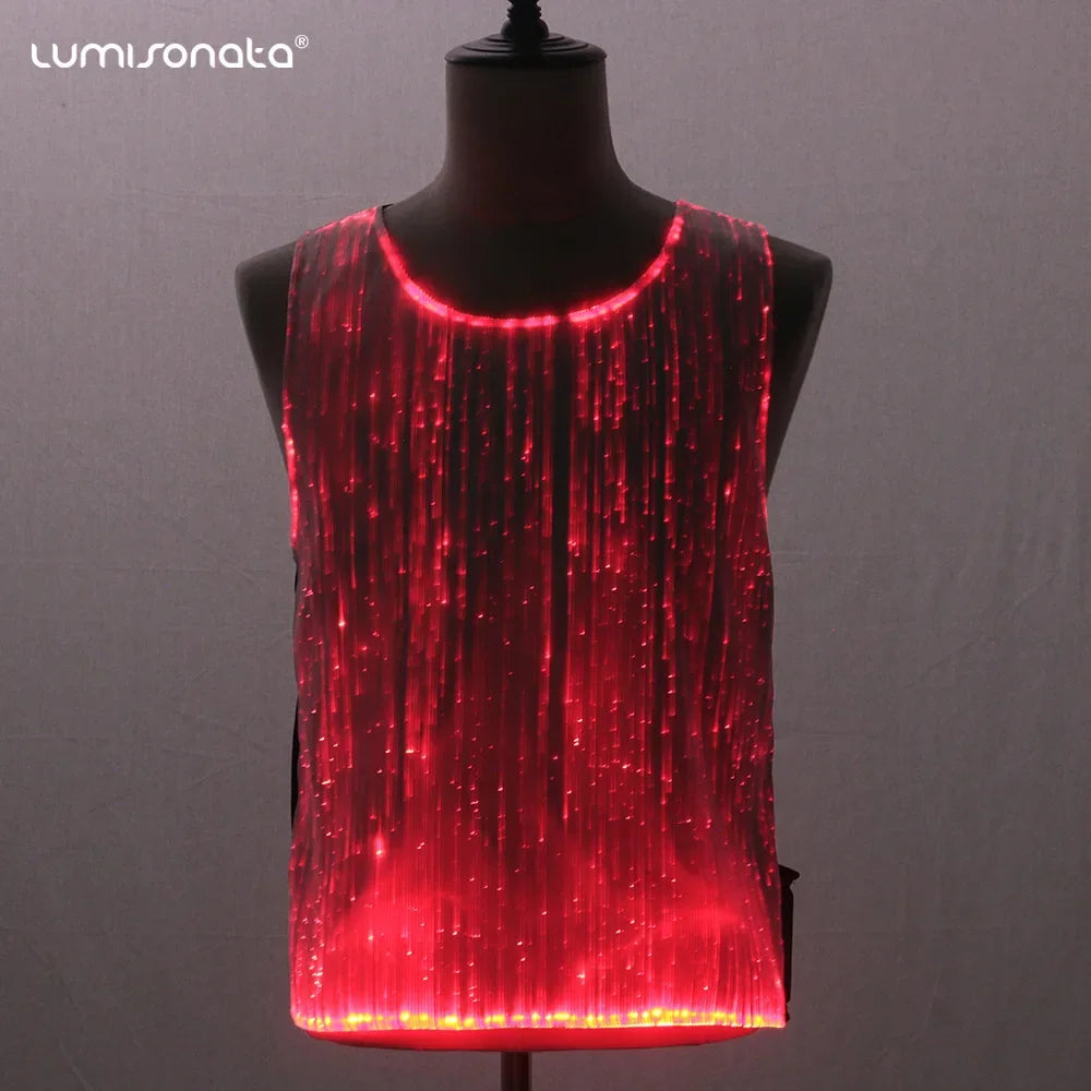 LED Luminous Shirt Vest Top Men Nightclub Party DJ Rave Outfit Hip Hop Dance Clothes Carnival Stage Show Costume 2024 Fancy
