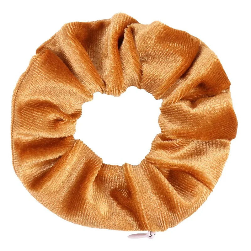 1PC Portable Hidden Safe Sight Secret Hair Tie Storage Case Hair Scrunchie With Zipper Hide Key Cash Jewelry Hair Accessories