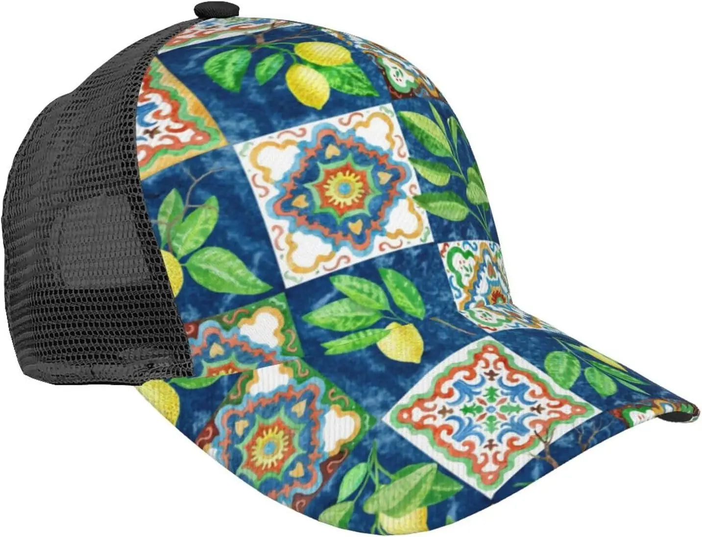 Ponytail Baseball Cap for Women Men Adjustable Mesh Trucker Ponycap Quick Drying Sport Hat-Leopard Neon Rainbow Gradient