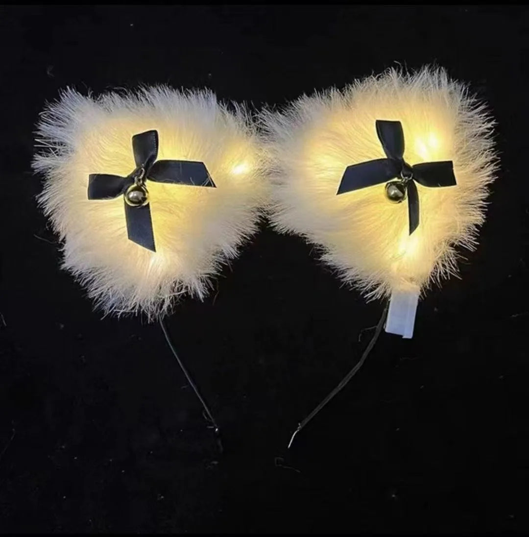 5/10PCS Kawaii LED Fox Ears Bell JK Headband – Glowing Fluffy Hair Clip for Cosplay & Cute Outfits