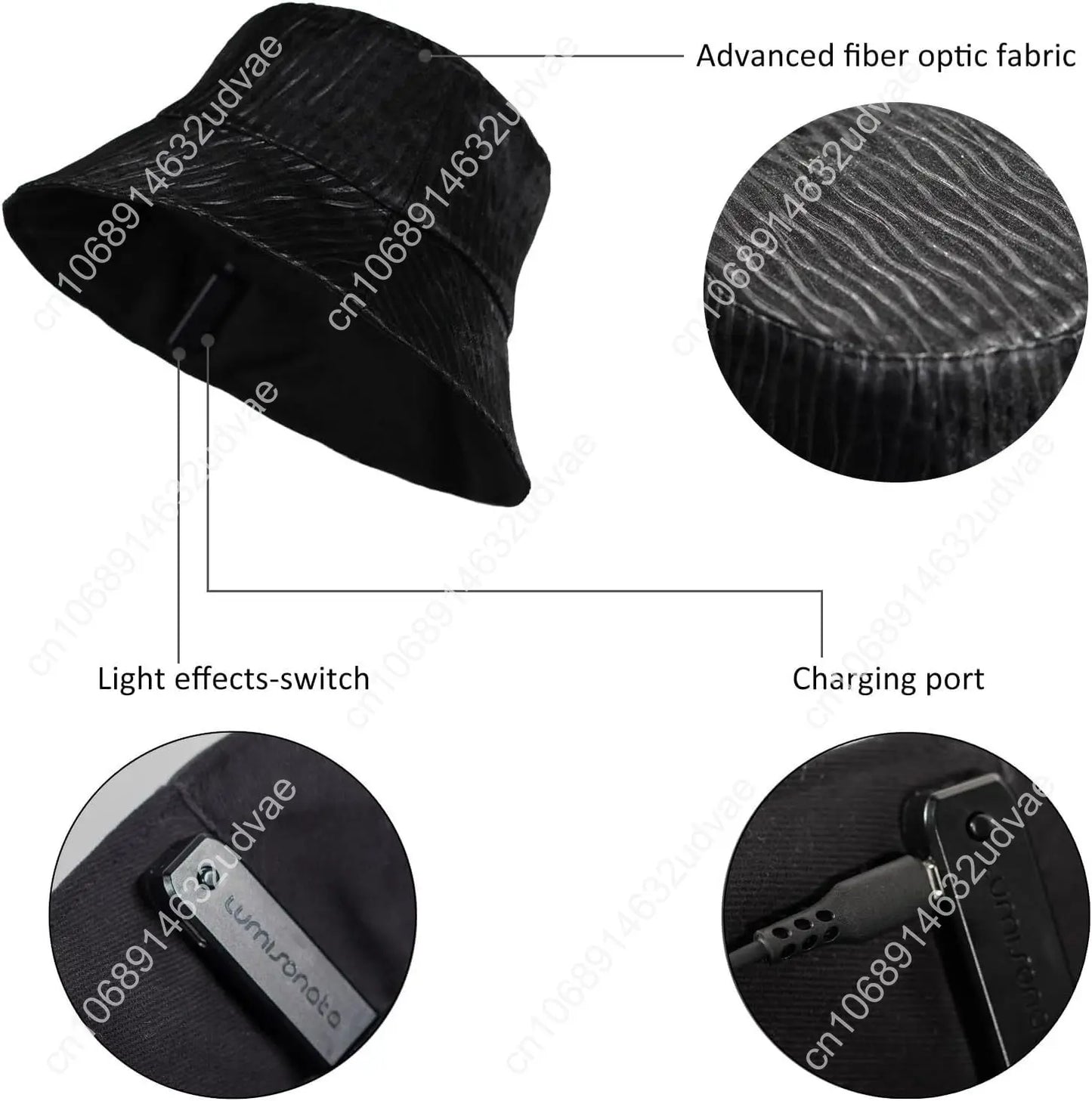 Light up Hat Rave Bucket Hat 7 Colors Flashing Glow LED Hat Neon Crazy Hats for Festival Gear for Party Hats EDM Accessories