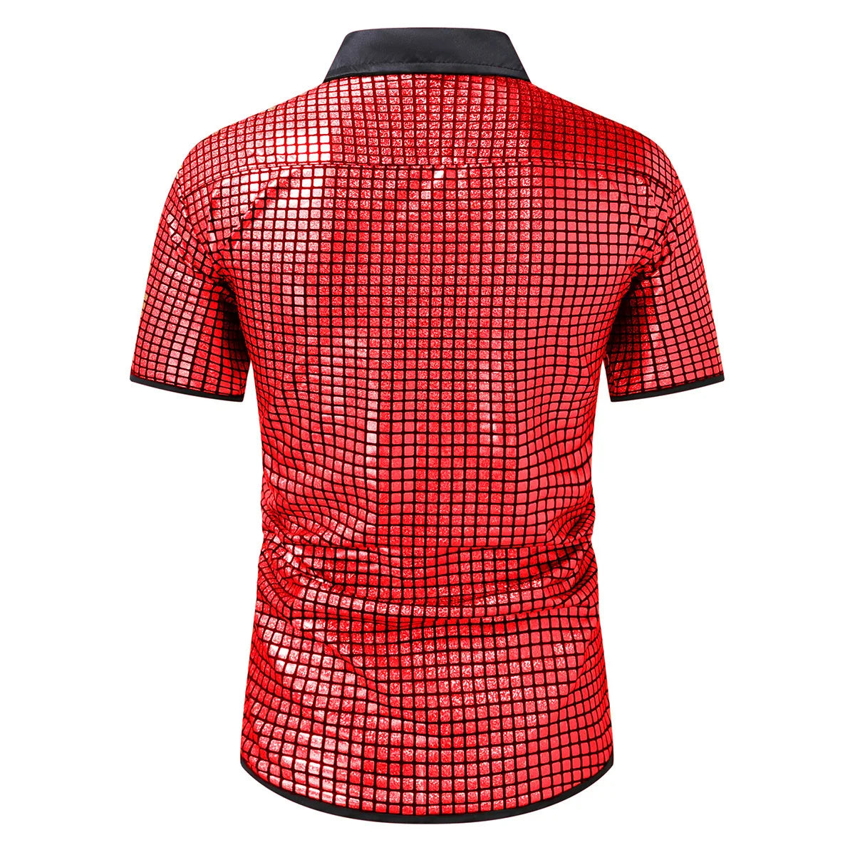 Summer Men's Disco Party Short Sleeve Shirt, Red Gold Blue Black Available, Fashion Casual Shirts
