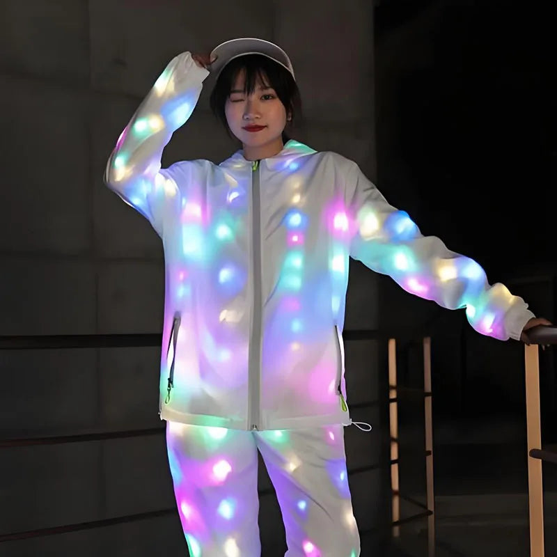 LED Flash Vest Light Up Jacket Pants Glowing Clothes Costume Christmas Men Women Hiphop Dance Performance Costume Fancy Dress