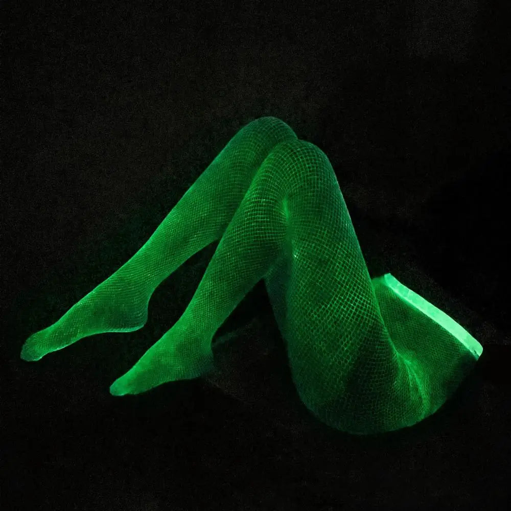Japanese Nylon Hollow Out Breathable Comfortable Women Tights Female Fishnet Stockings Luminous Tights Noctilucence Pantyhose