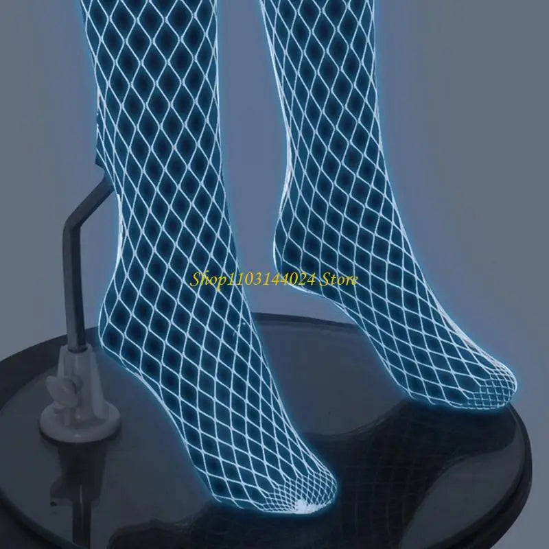 High Waist Fishnets Tights Thigh High Stockings Glow in the Dark Fishnets Stockings Night Lights Tights Pantyhose Womens