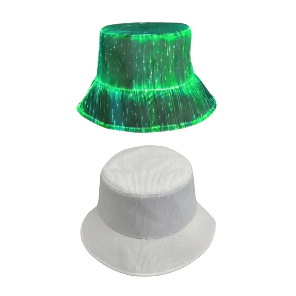 Neon LED Fisherman Hat Glowing Bucket Cap with 7 Color USB Rechargeable for Raves Festivals EDM Party Accessory