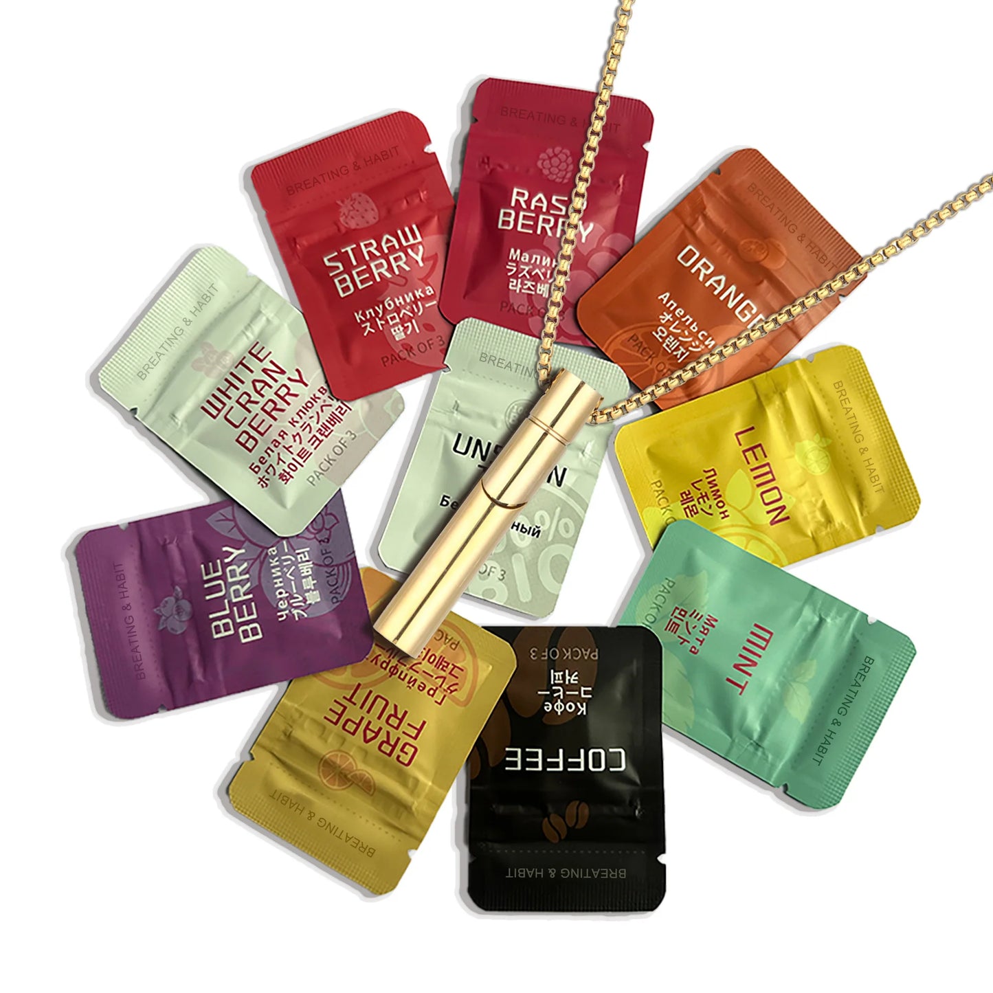 Quit Smoking Breathing Inhaler Anxiety Relief Stainless Steel Calming Breathe Necklace Mindfulness Flavore Smokeless Inhaler