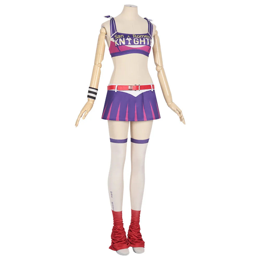 Girls Cheerleader Halloween Costume Women Lollipop Chainsaw Juliet Starling Cosplay