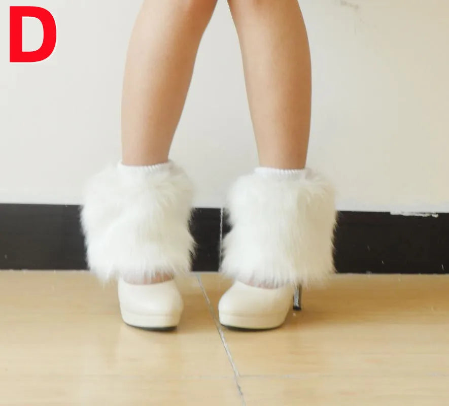 Leg Warmers Faux Fur Wraps Boot Covers Women Rave Outfit Glow Stocking Nightclub Party Clothes Boot Accessories Tron Dance Wear