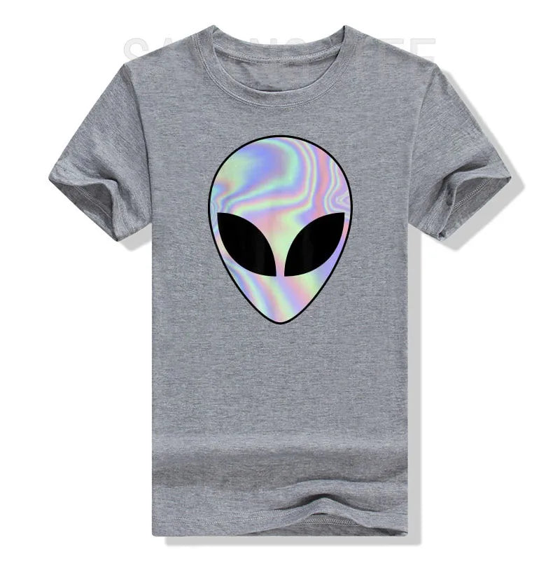 Alien Head T-Shirt Colorful Alien-Ufo Rave Tee Y2k Top I Want To Believe Graphic Outfits Funny Believers In Life on Mars Clothes