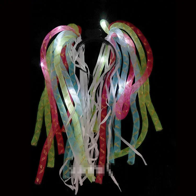Glow Hair Braid Glasses Blink Bow Light Curly Party Clown Explosion Wig Cosplay Birthday Costume Christmas Halloween Festival