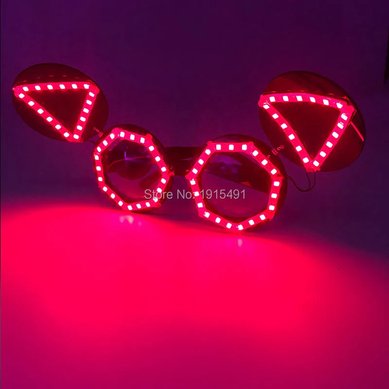 LED glow Cap gloves and LED sunglasses with Flashing function glow props good for Nightclub, ball show, bar show