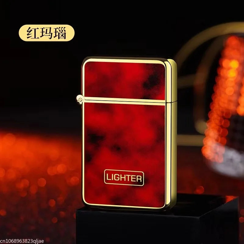 Metal Jet Red Flame Lighter Luminous Cigar Lighter Refillable Butane Adjustable Flame Portable Windproof Gas Lighter Men's Gifts