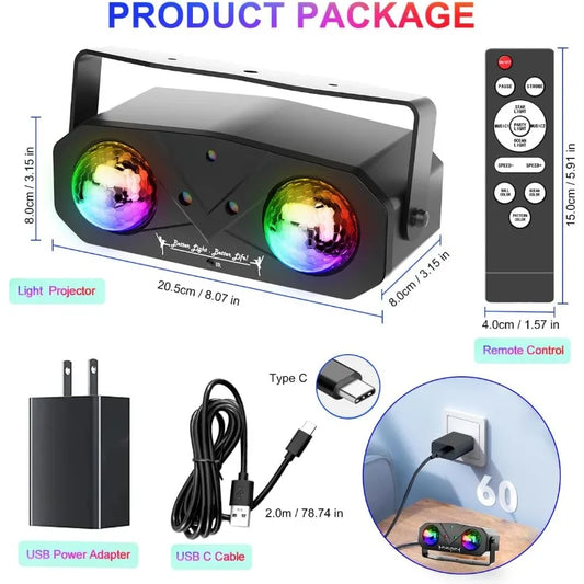 Party Disco Ball, Dj Disco Ocean Star Projector Dance Light Sound Activated with Remote Control Stage Strobe Rave Light for Part