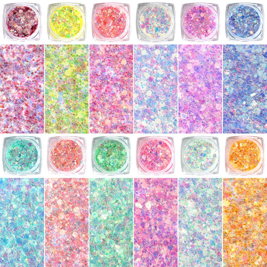 Bowitzki 12 Colors Glow in The Dark Glitter Gel Face Glitter Body Glitter Gel Hair Glitter Gel  UV Glitter or Raves Festivals ﻿