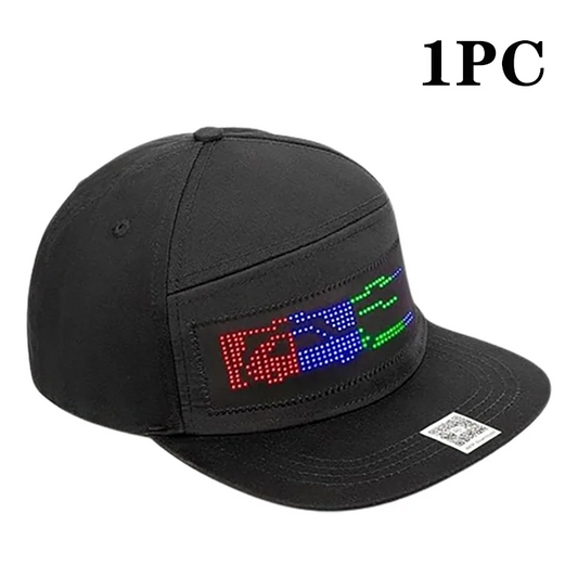 1-10PCS Programmable DIY Bluetooth Hat LED Display Curve Decorative Fabric Hat Party Evening Glowing Hat Atmosphere Hat