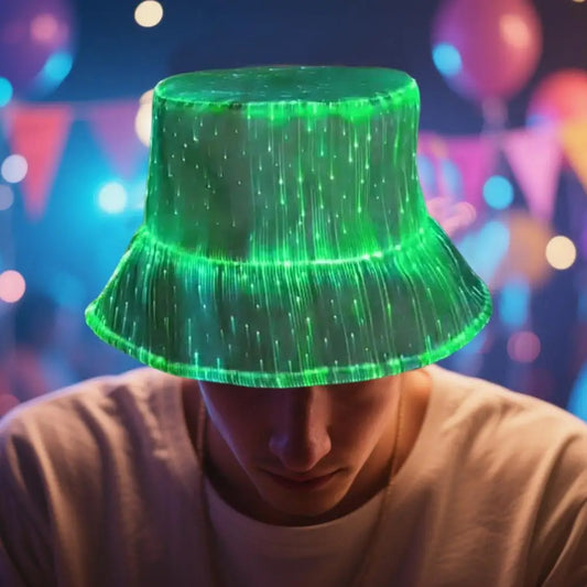 Neon LED Fisherman Hat Glowing Bucket Cap with 7 Color USB Rechargeable for Raves Festivals EDM Party Accessory